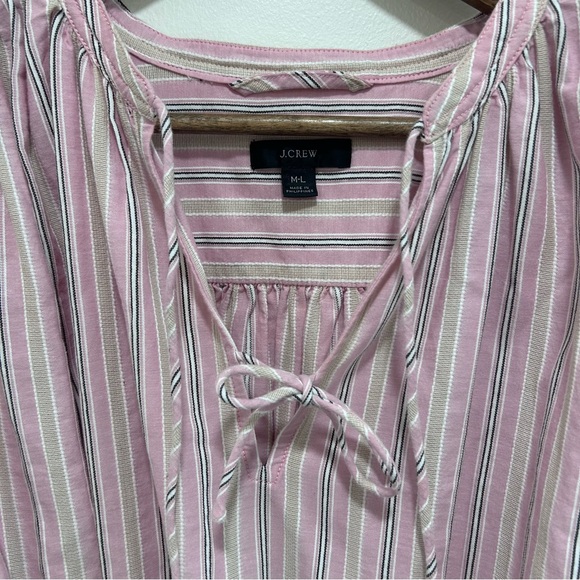 J. Crew Cotton Poplin Mini Dress Stripe Pink Tie Waist Size M/L BI634 Summer ‘22 - Picture 3 of 9